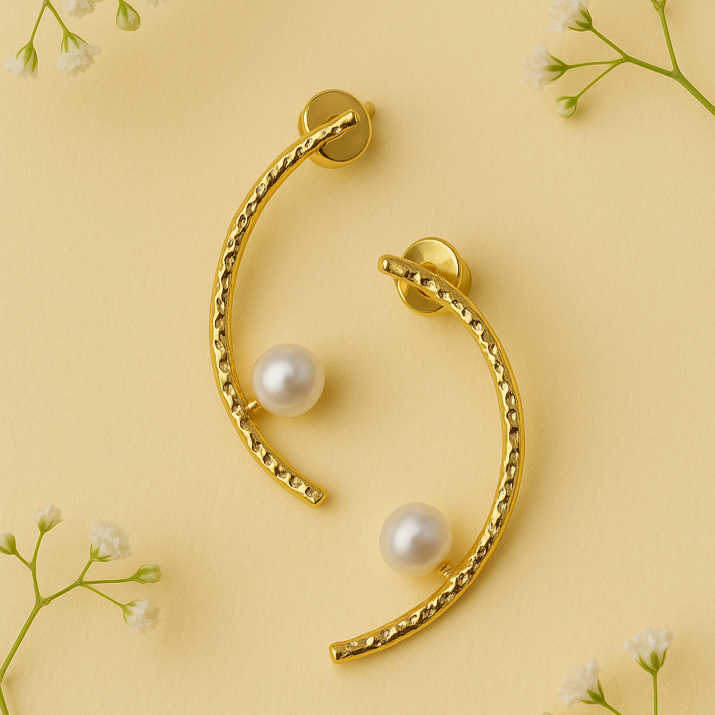 Half circle with pearl studs