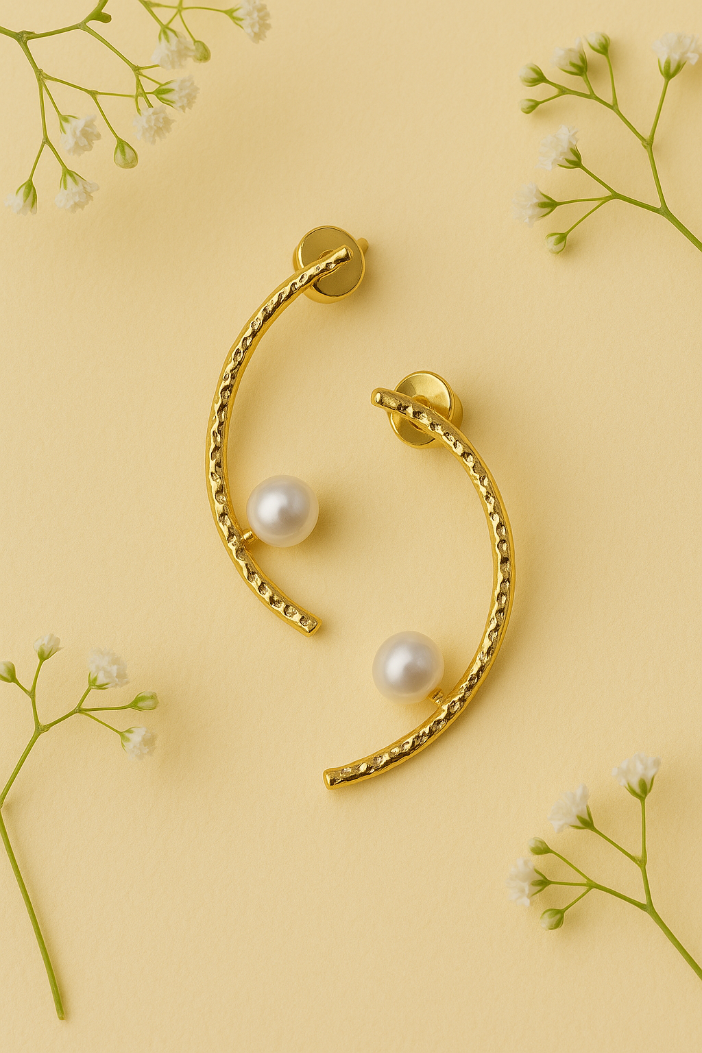 Half circle with pearl studs