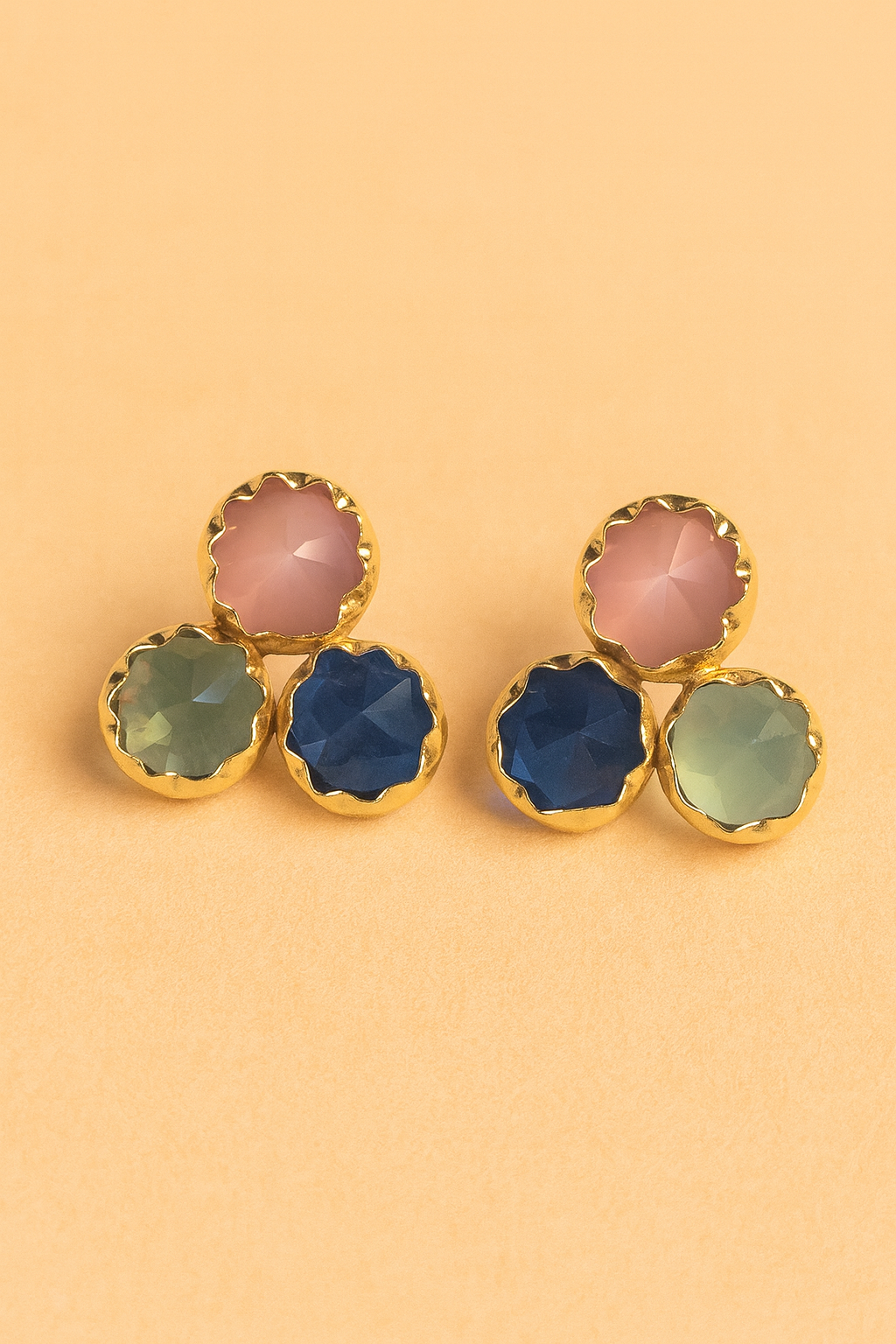 tricolor stone studs