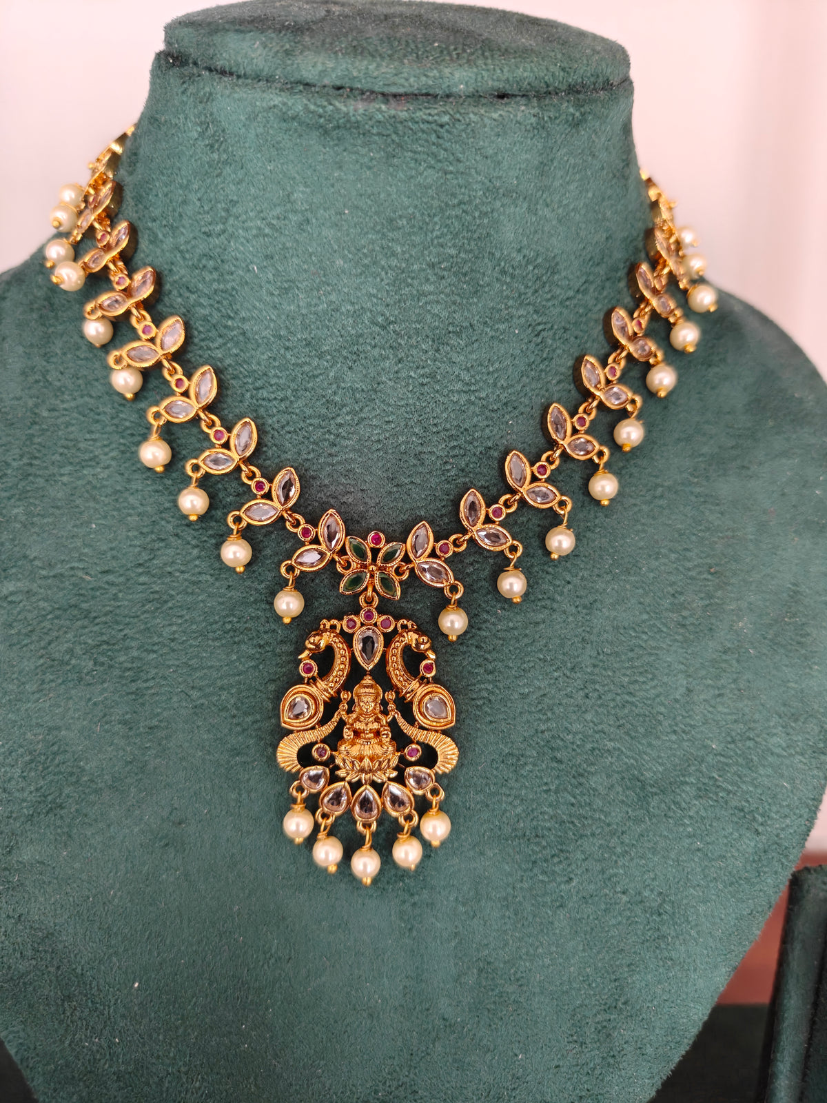 Mahalakshmi Peacock Pearl Necklace Set
