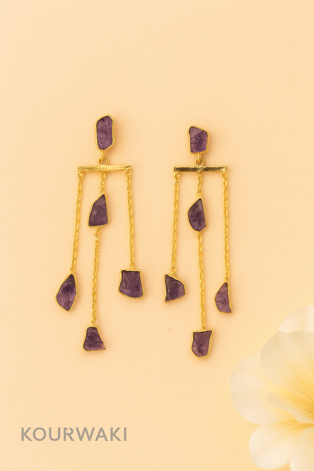 Precious Rough Waterfall Earrings