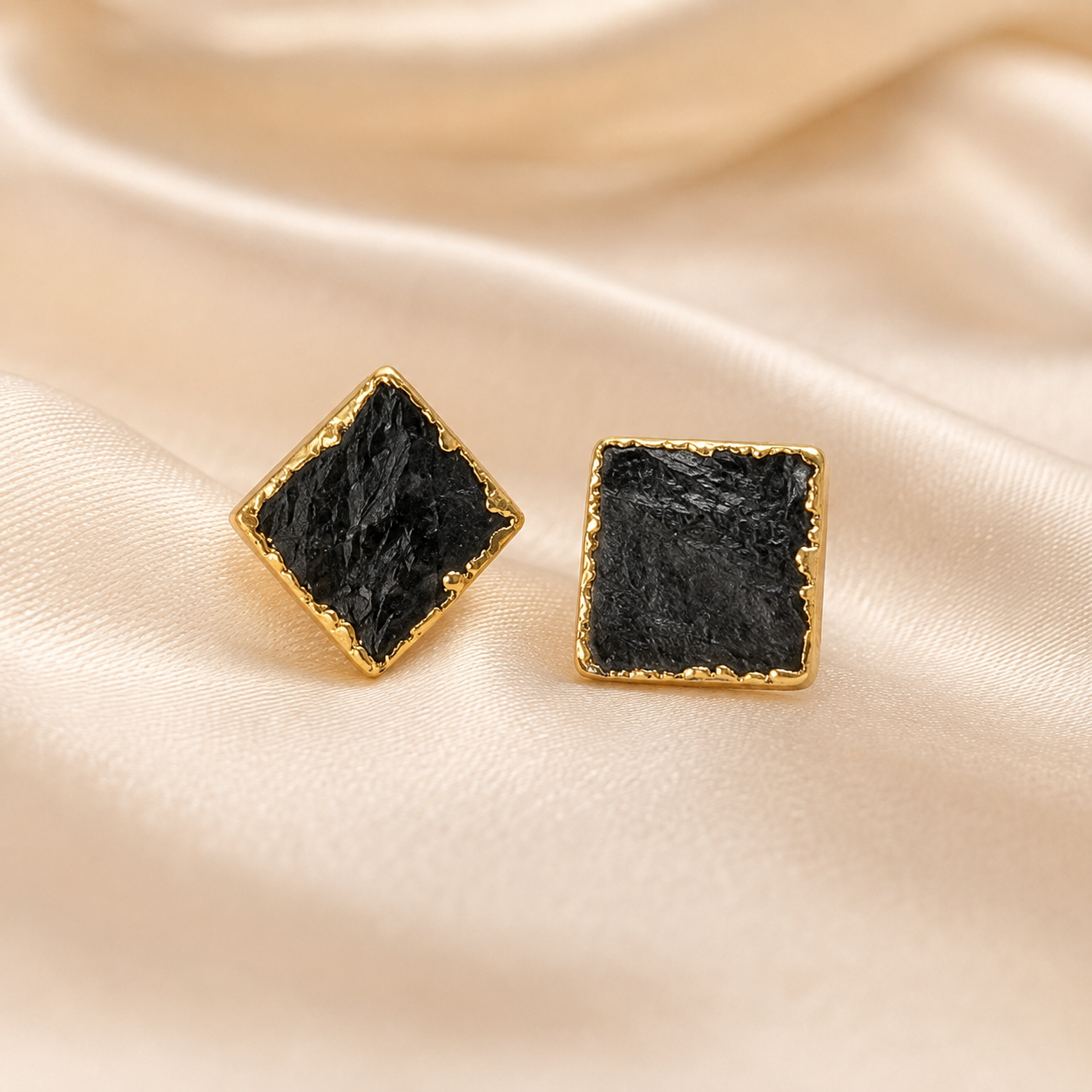 Raw Gem Square Studs
