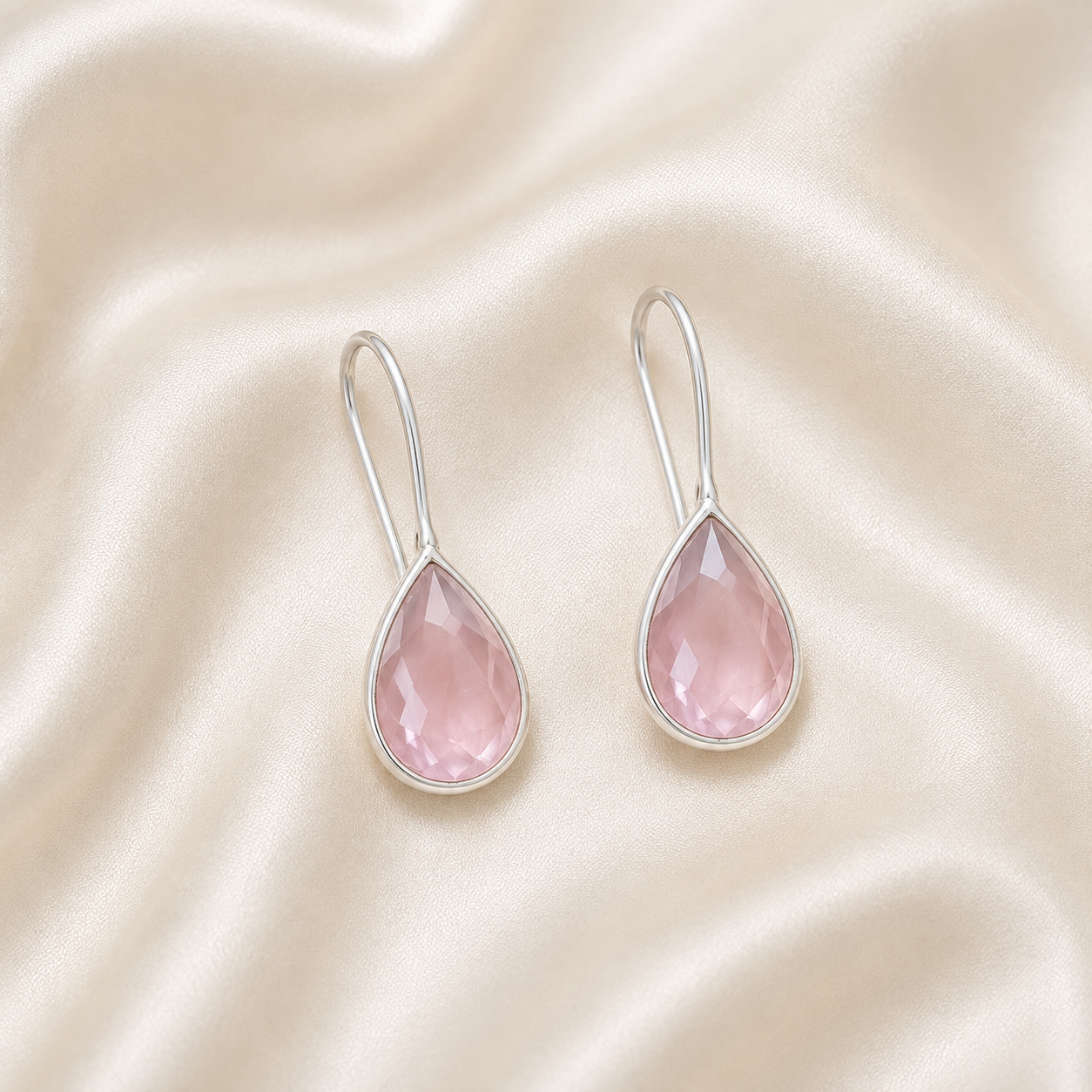 Teardrop Stone Silver Tone Earrings