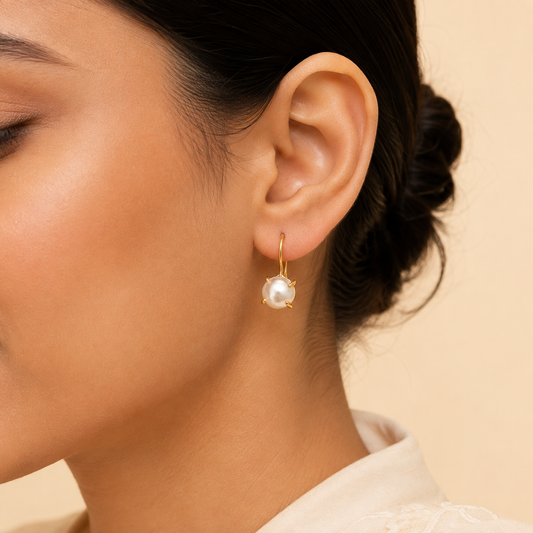 Real water pearl Loop Earrings