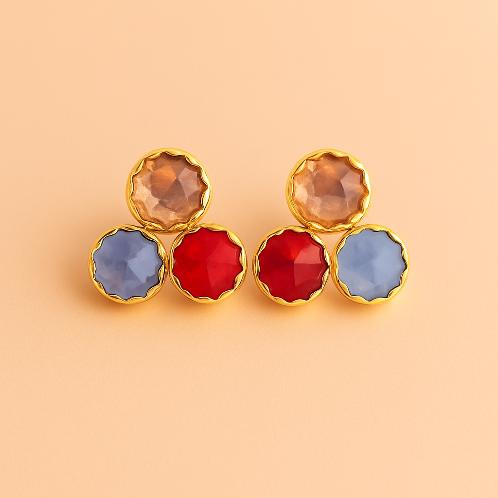 tricolor stone studs