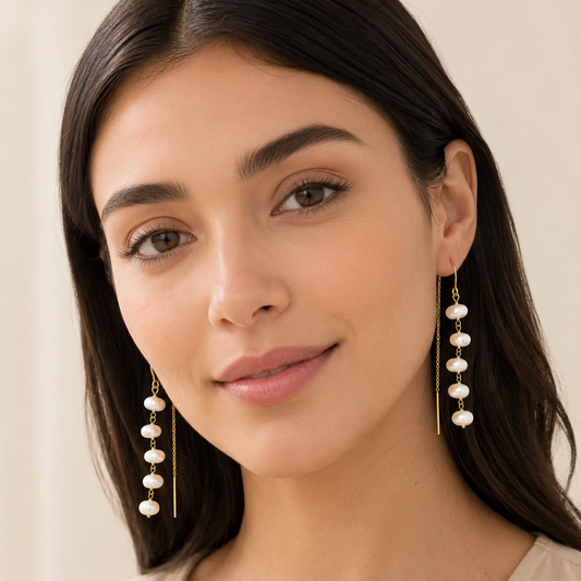 Mira Baroque Pearl Threader Earrings