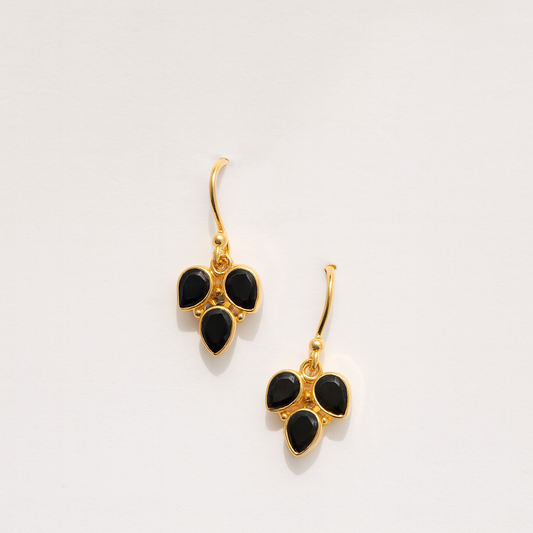Leaf Trio Stone Loop Earrings