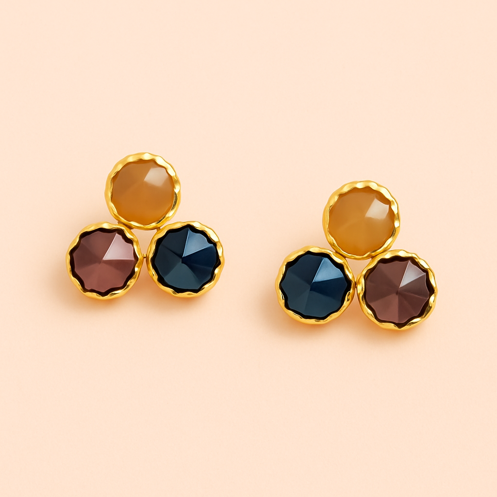 tricolor stone studs