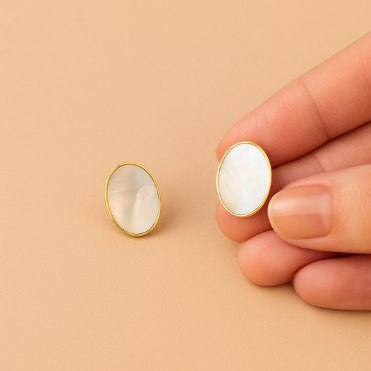 Oval MOP Glow Studs