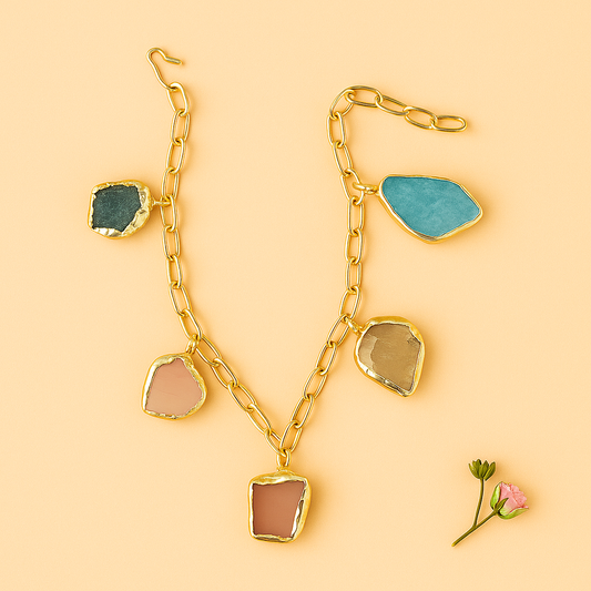 Rough stone chain bracelet