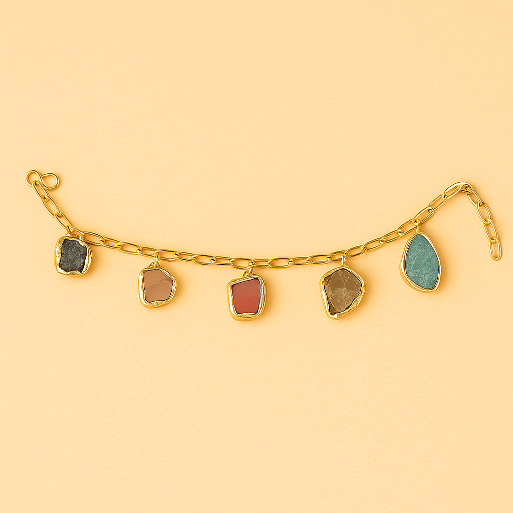 Rough stone chain bracelet