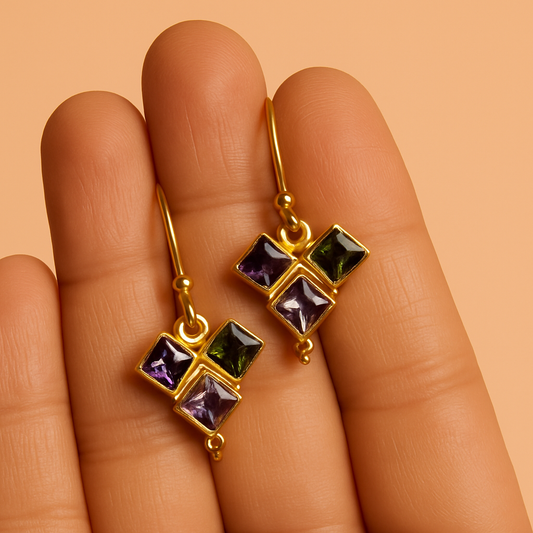 Square trio stone loops