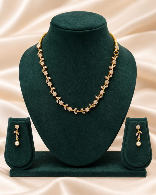 Gulbahar Floral AD Necklace Set