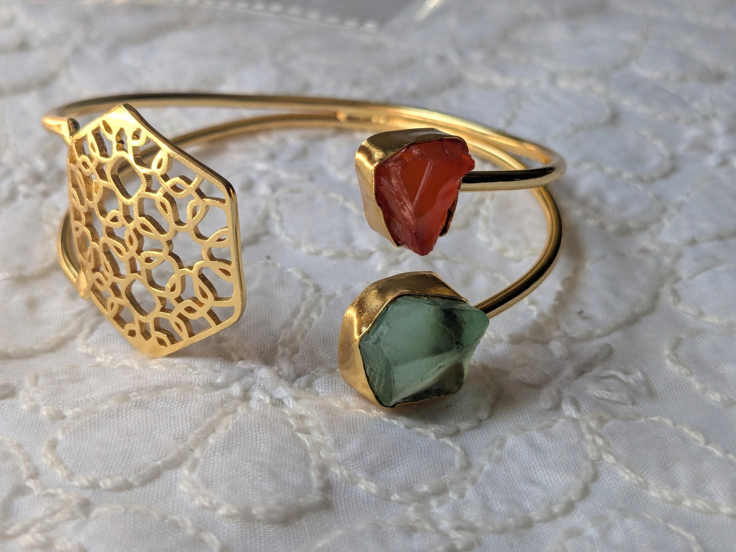 Rough Stone Brass Bracelet