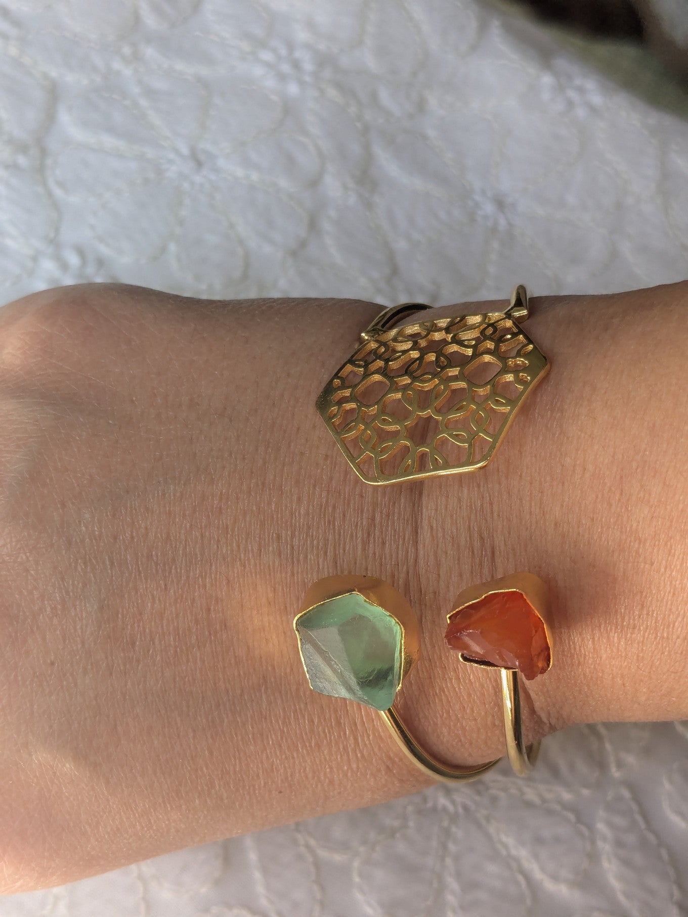 Rough Stone Brass Bracelet