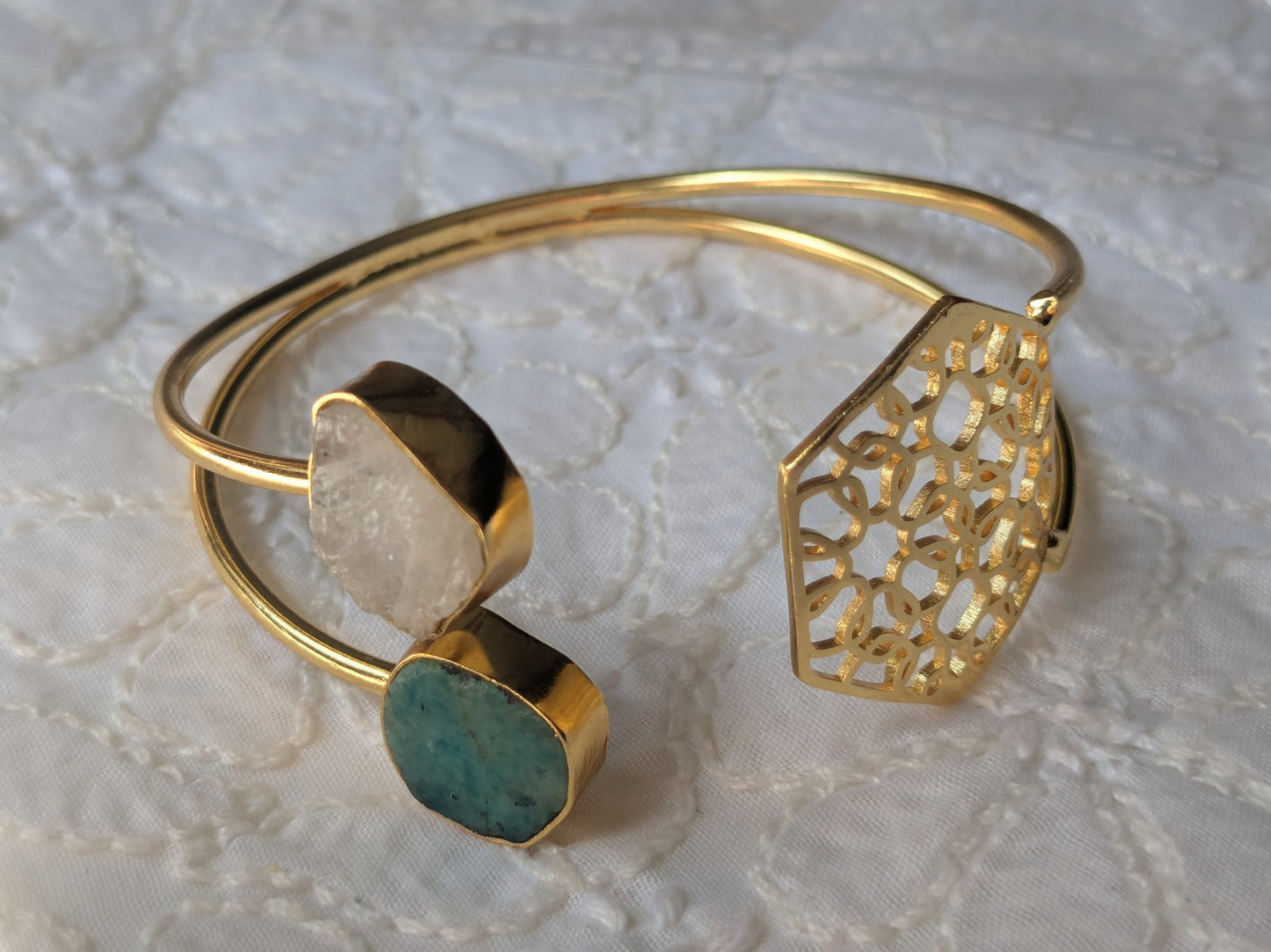 Rough Stone Brass Bracelet