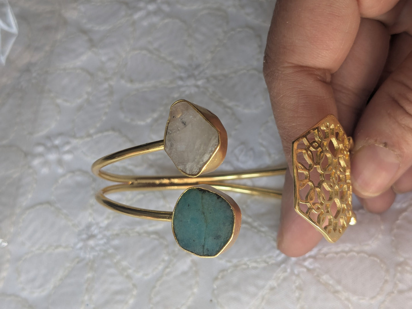 Rough Stone Brass Bracelet