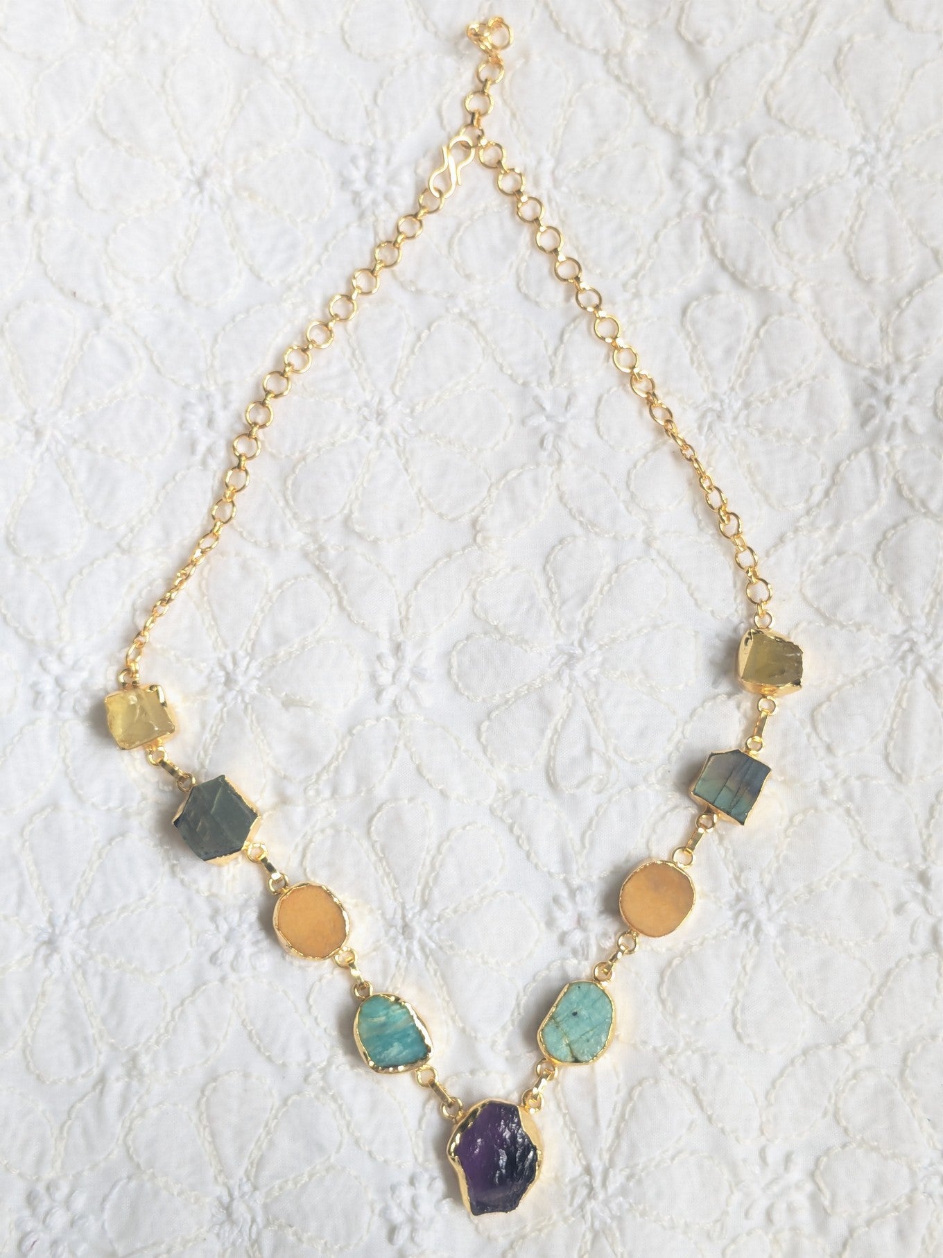Nine Treasures Rough Stone Necklace