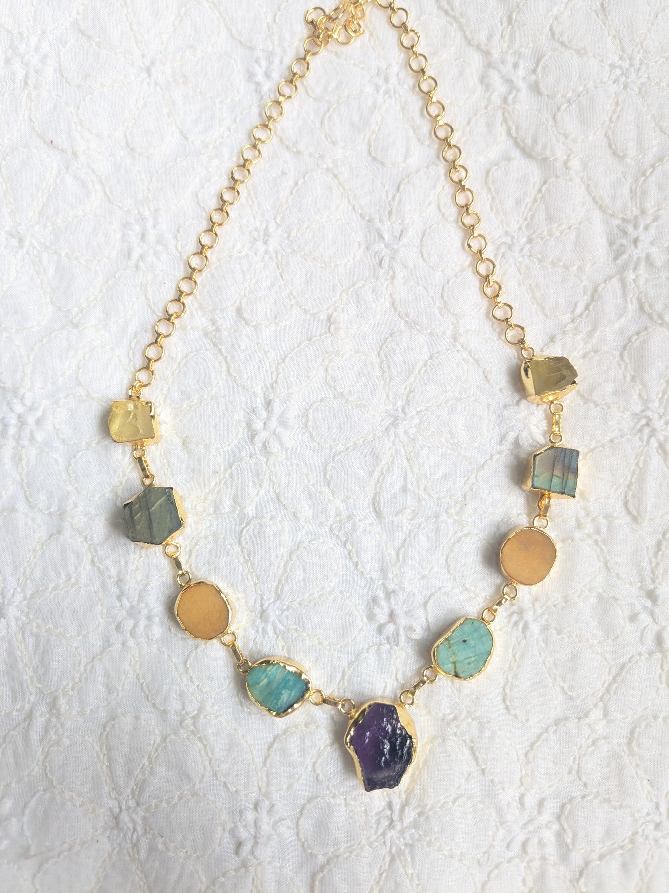 Nine Treasures Rough Stone Necklace