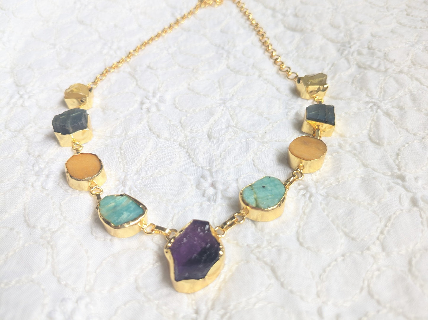 Nine Treasures Rough Stone Necklace