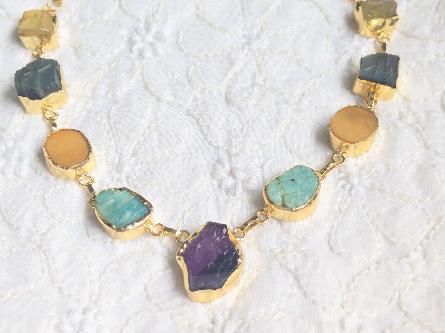 Nine Treasures Rough Stone Necklace