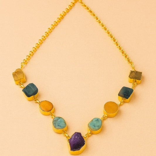 Nine Treasures Rough Stone Necklace