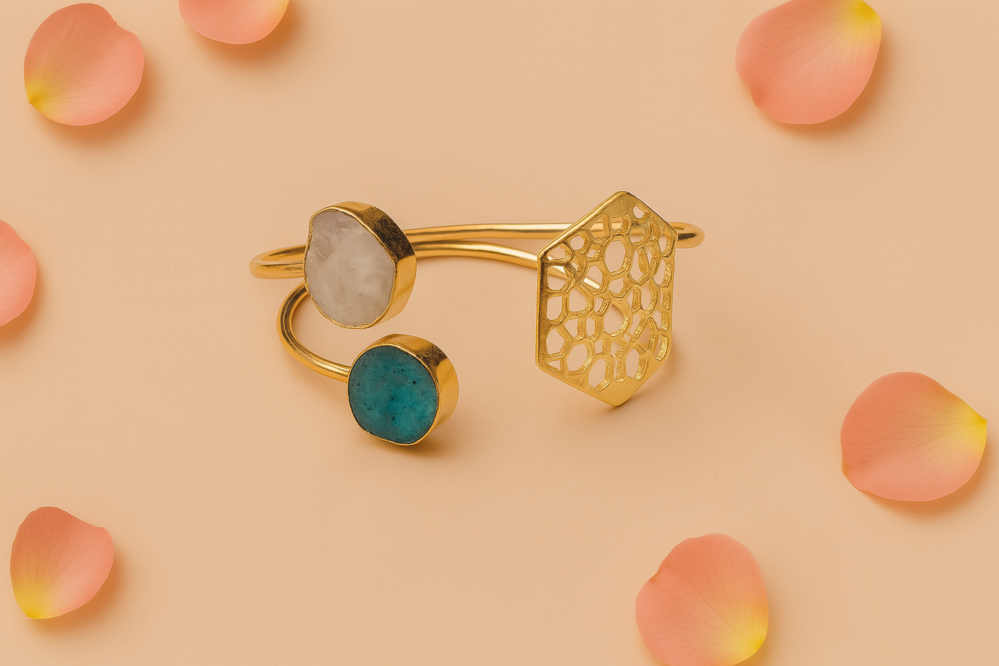 Rough Stone Brass Bracelet