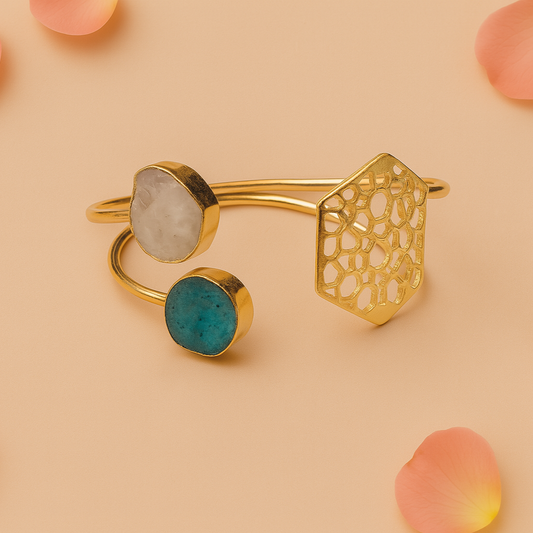 Rough Stone Brass Bracelet