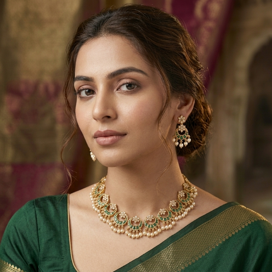 Aaradhya Emerald Pearl Choker