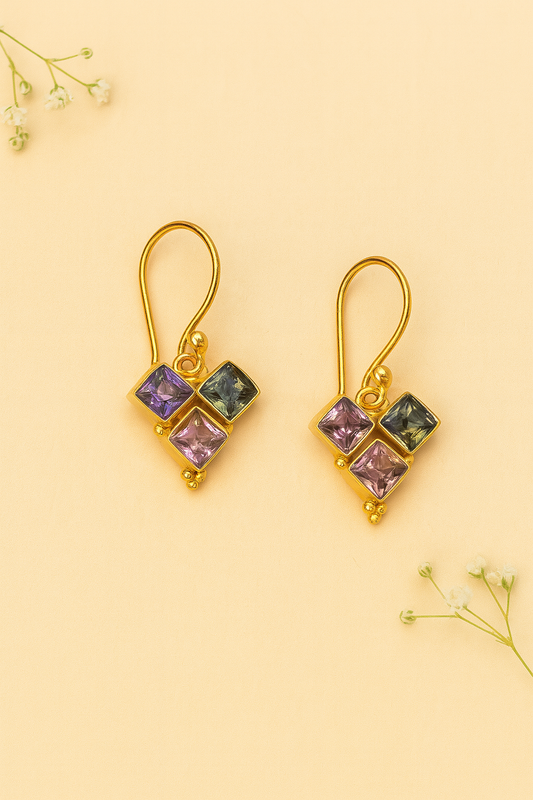 Square trio stone loops