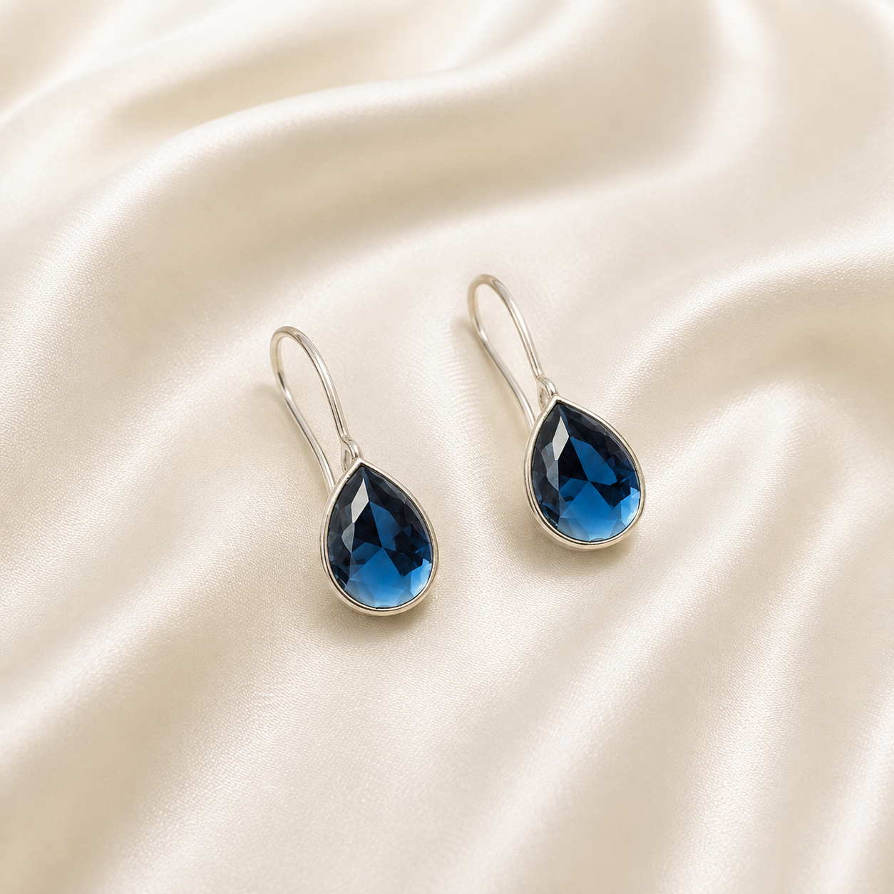 Teardrop Stone Silver Tone Earrings