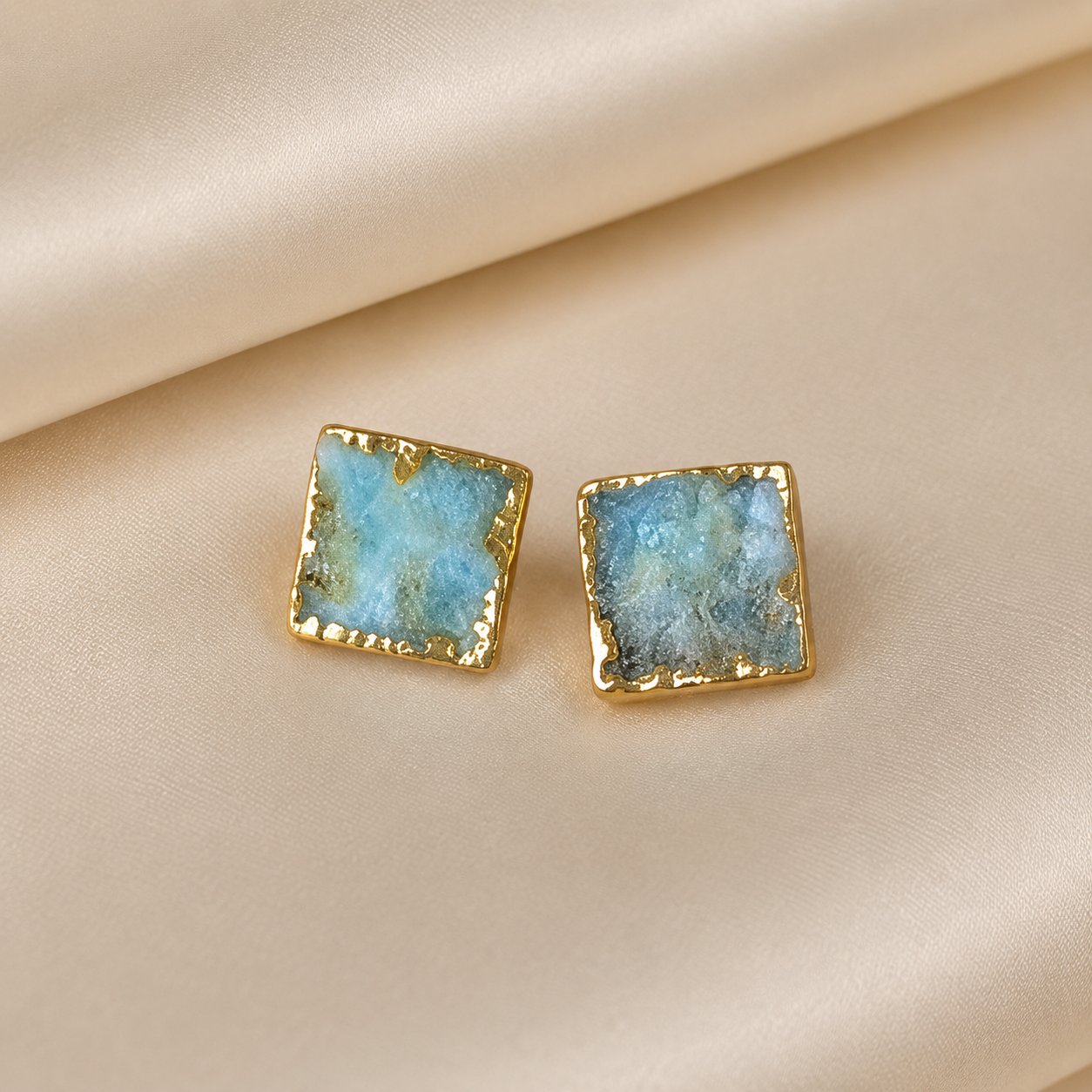 Raw Gem Square Studs