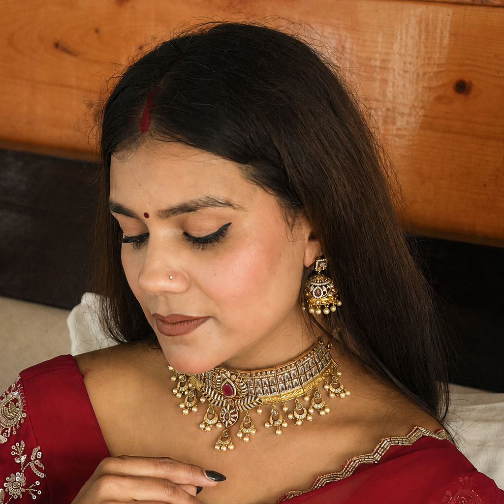 Rajsi Ruby Kundan Choker Set
