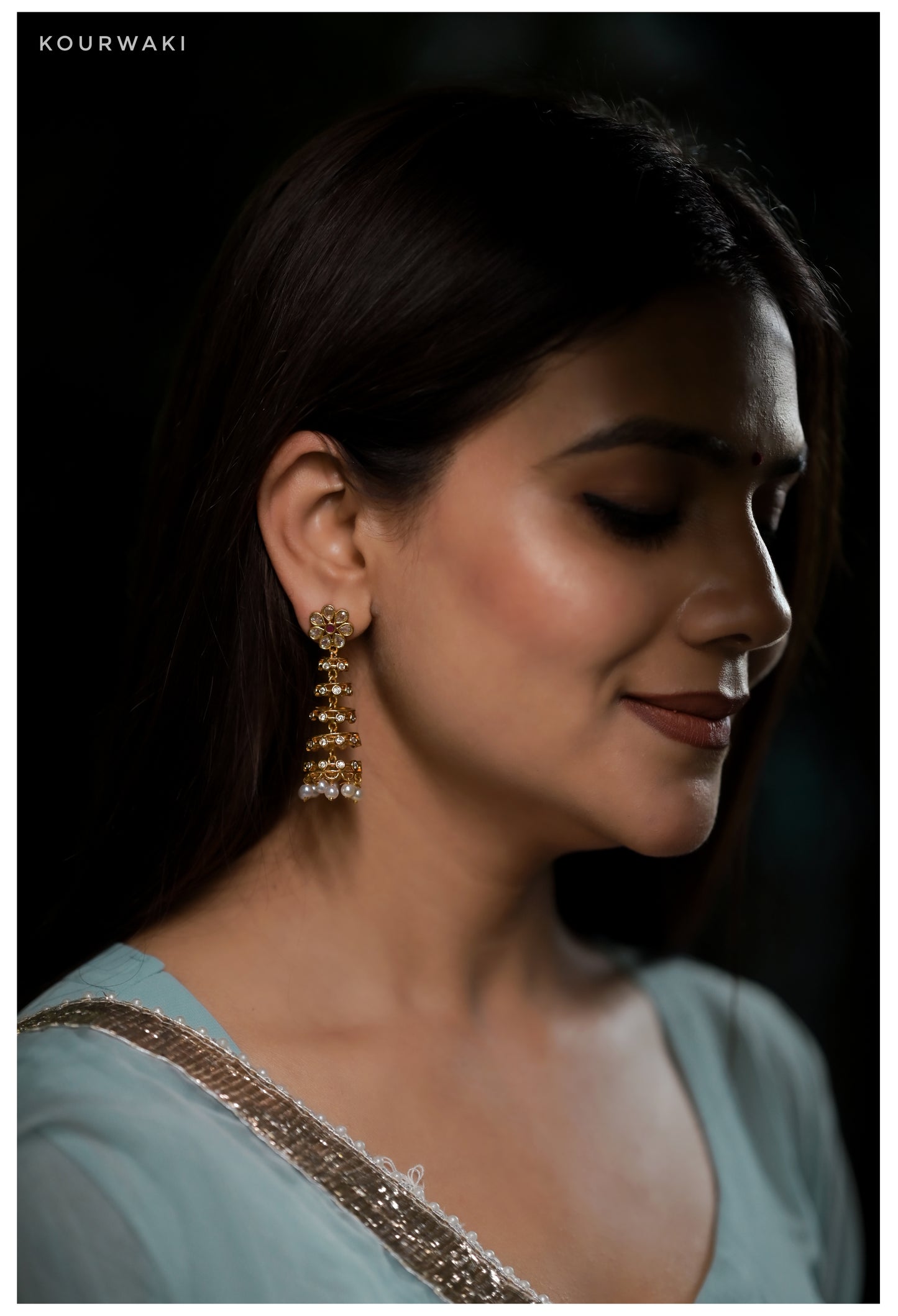 Golden Pearl Tier Jhumkas