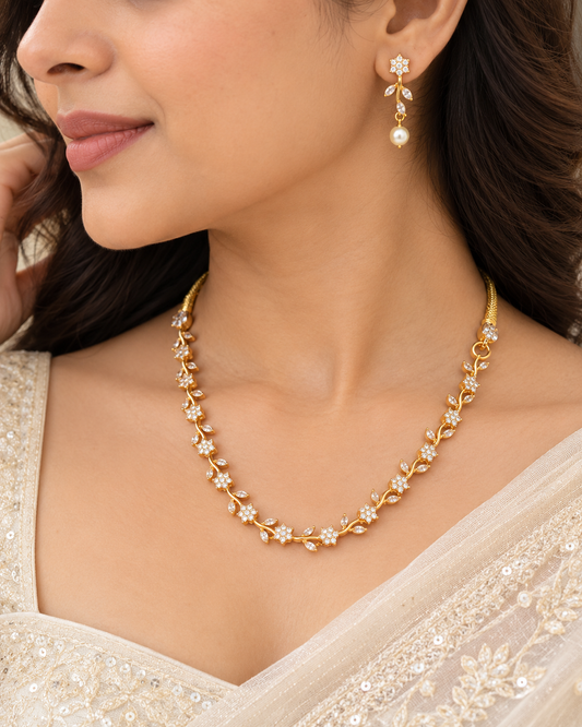 Gulbahar Floral AD Necklace Set