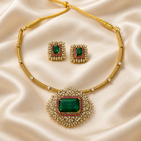 Emerald Ruby Radiance Necklace Set