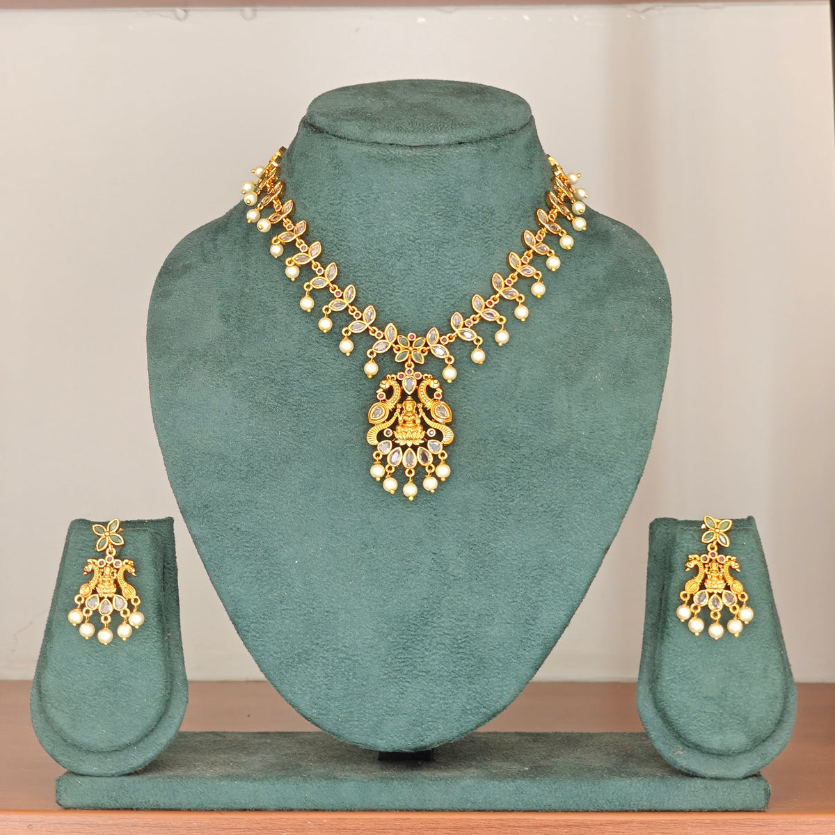 Mahalakshmi Peacock Pearl Necklace Set