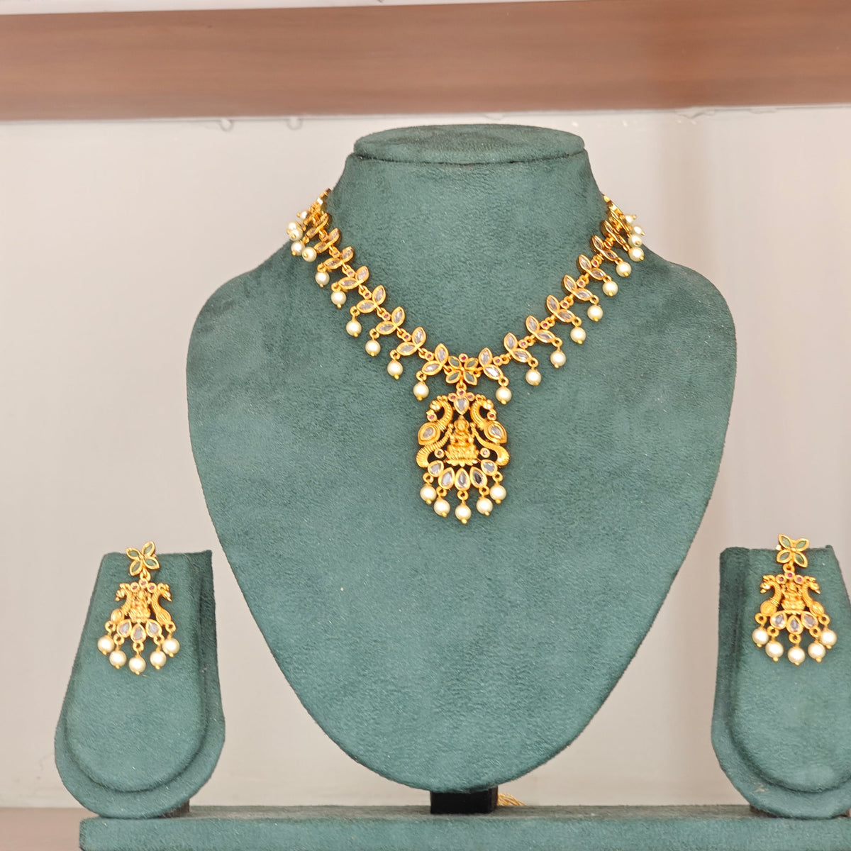 Mahalakshmi Peacock Pearl Necklace Set