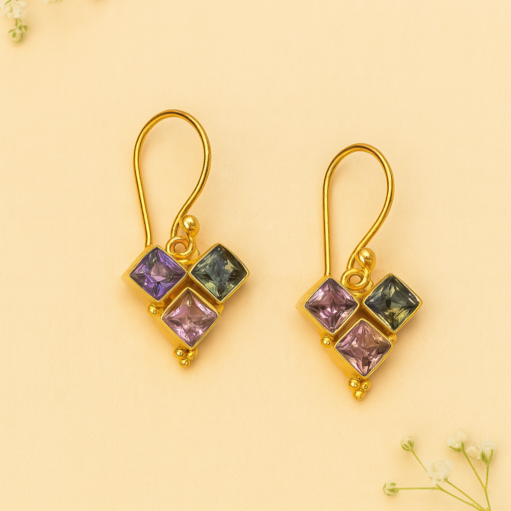 Square trio stone loops