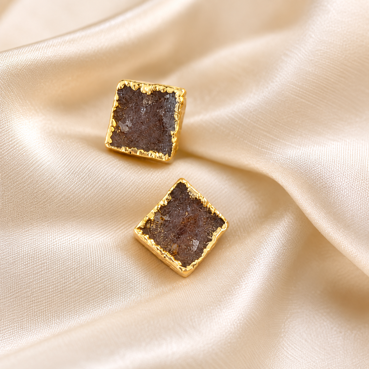 Raw Gem Square Studs