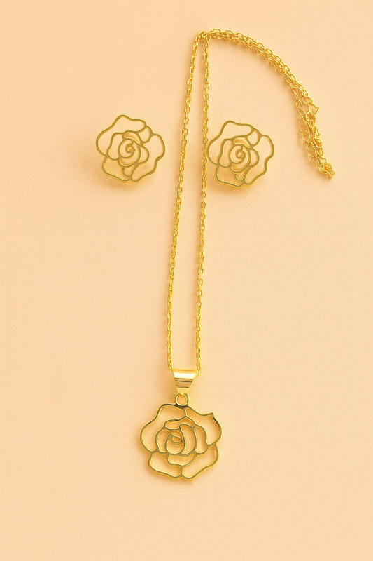 Golden Rose Bloom Chain Necklace
