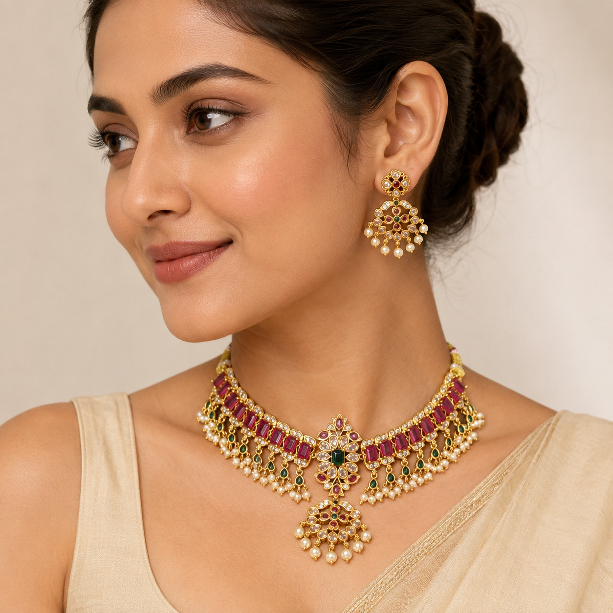 Jaipuri Jadau Kundan Choker Set