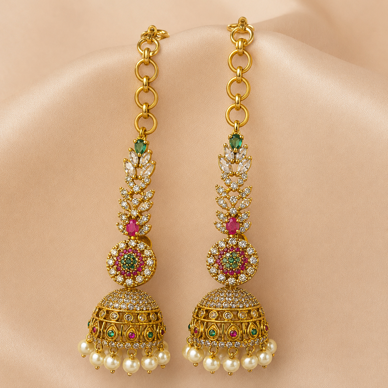 Rajsi Noor Jhumka Earrings with Kaanjhadi