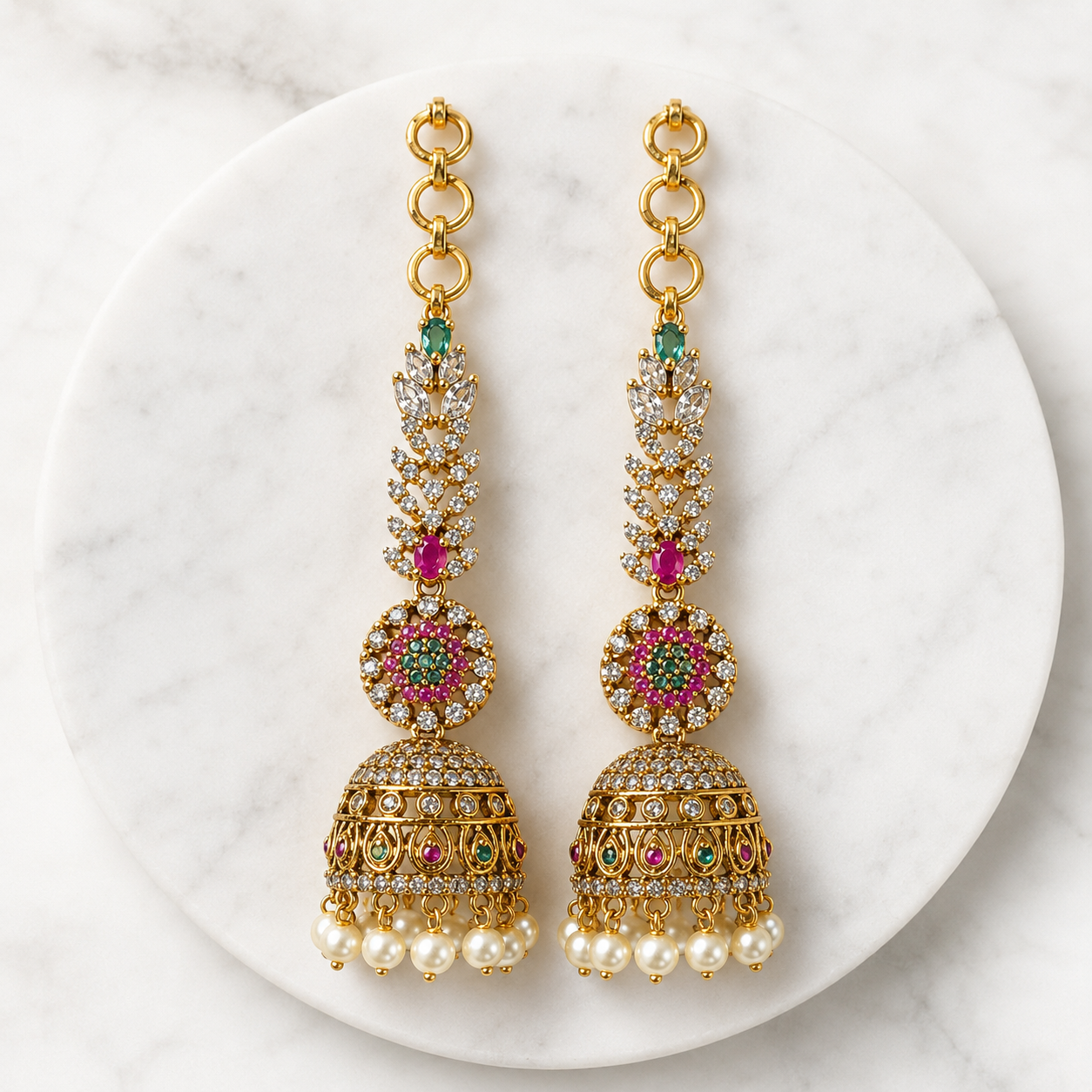 Rajsi Noor Jhumka Earrings with Kaanjhadi