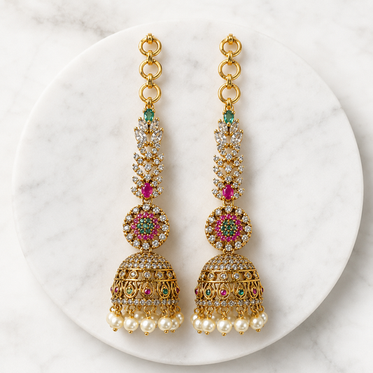 Rajsi Noor Jhumka Earrings with Kaanjhadi