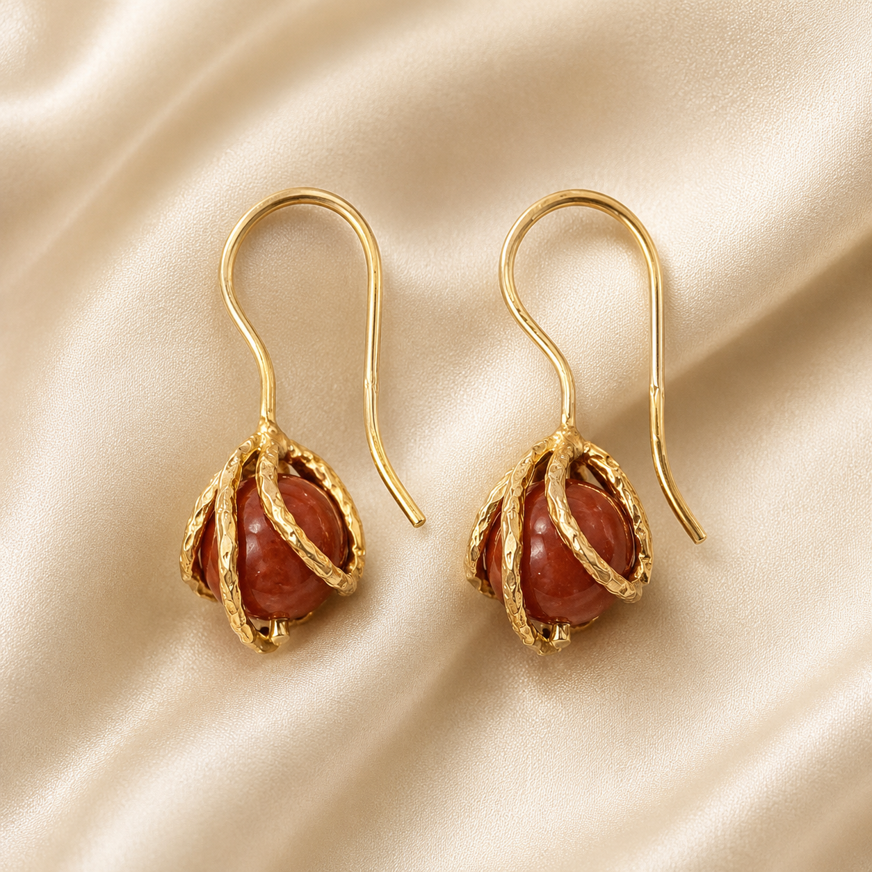 Caged Stone Drop Earrings