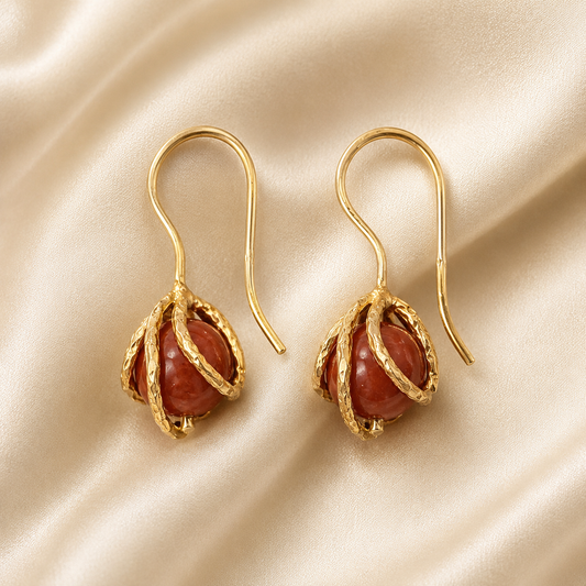 Caged Stone Drop Earrings