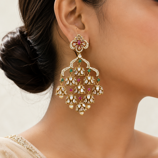 Rang Mahal Kundan Earrings