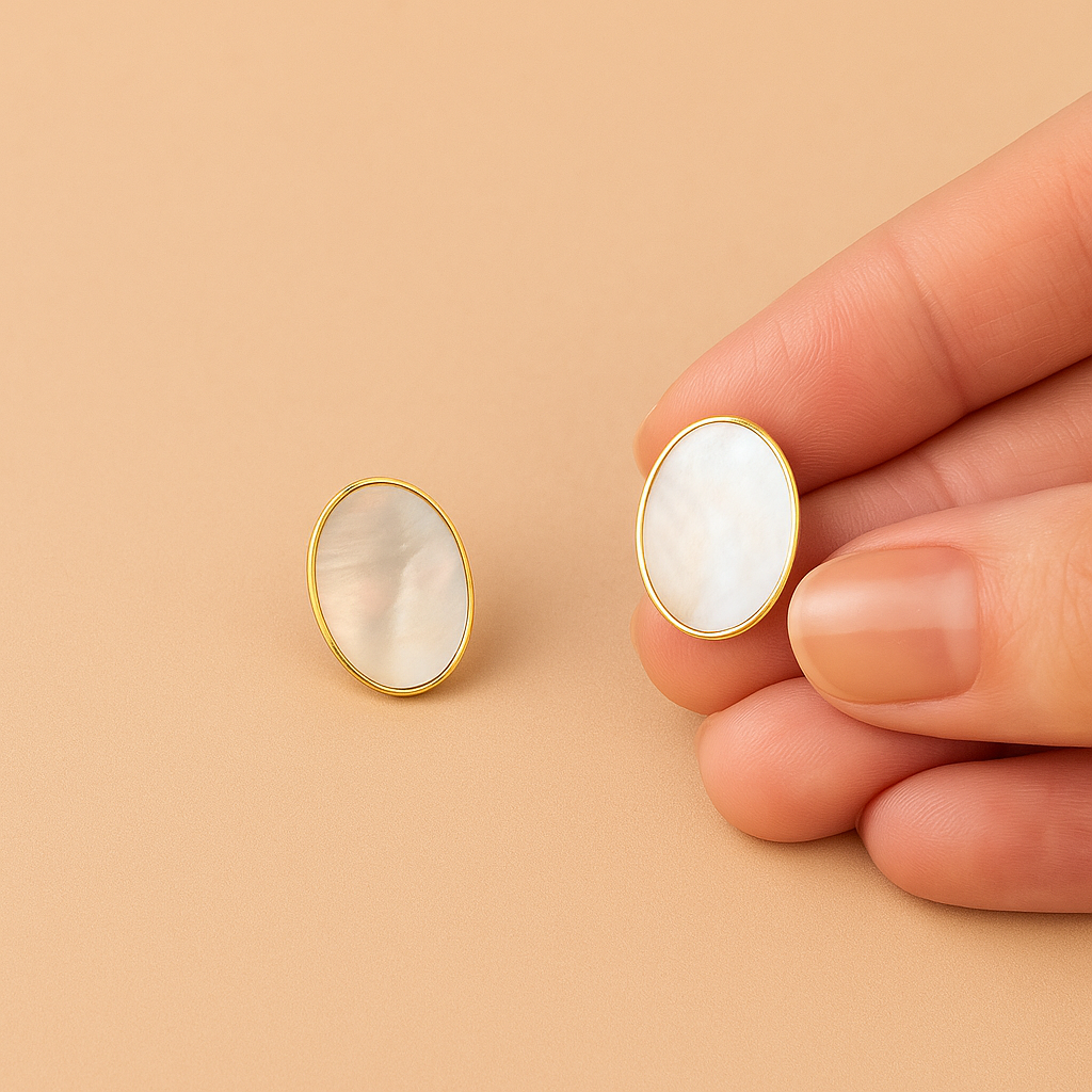 Oval MOP Glow Studs