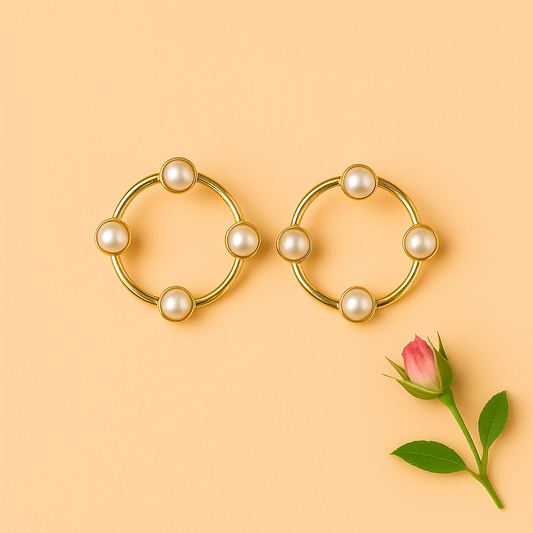 4 pearl small ring stud